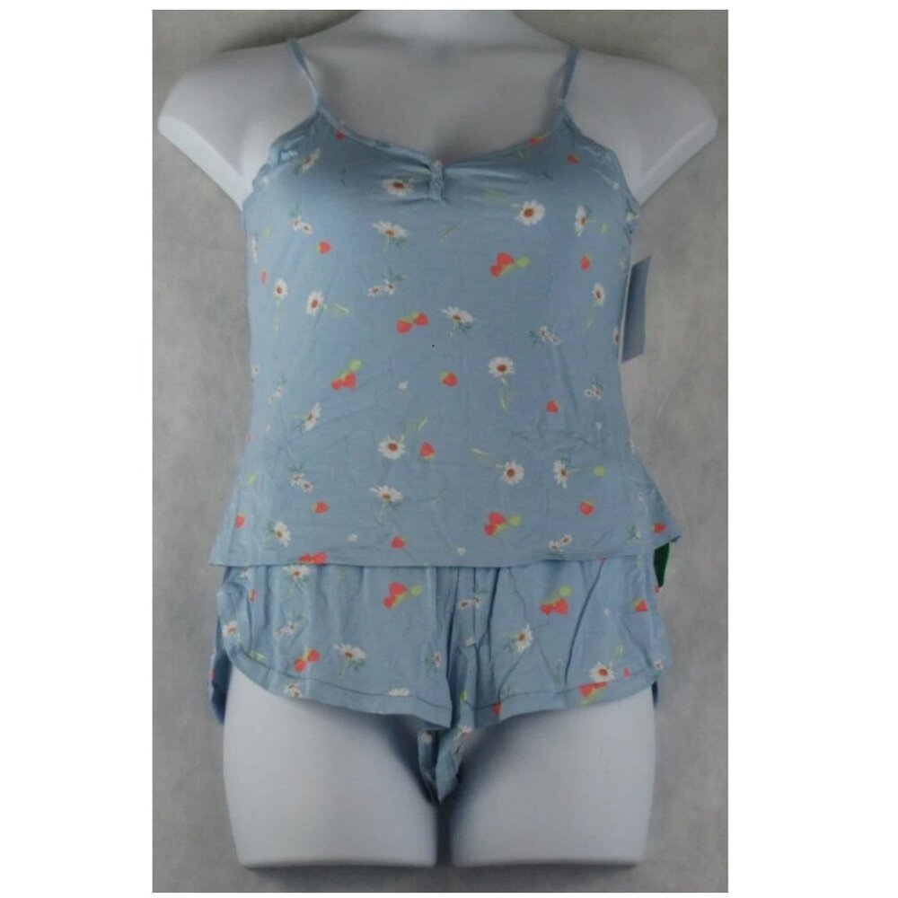 NWT Honeydew Women's 2-Piece Sleeveless Shorty Pajama Set, Blue Strawberries